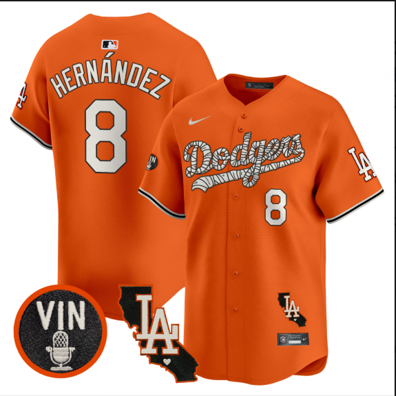 Men Los Angeles Dodgers #8 Hernandez 2025 orange Limited Stitched Jersey